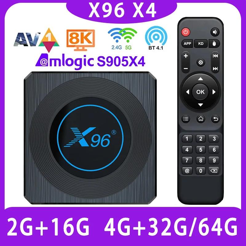 RGB Ʈ ̵ ÷̾  ڽ, Ʈ 8K 5G   BT HD, AV1, X96 X4, ȵ̵ 11 TV ڽ, Amlogic S905X4, 4GB, 32GB, 64GB